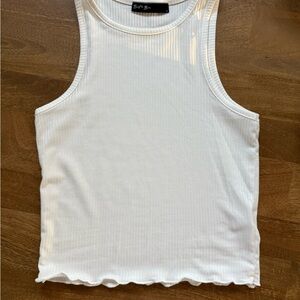 White Ribbed Tank Top